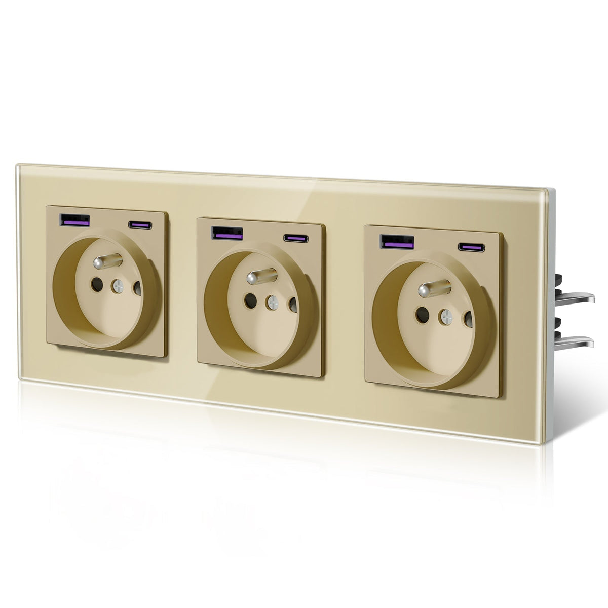Tomada de Parede Francesa BSEED Heritage Series com 20W USB-C com Garras Tomadas e Tomadas Bseedswitch