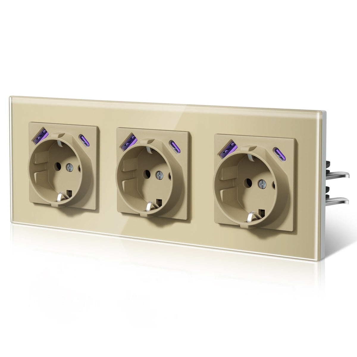 BSEED 20W EU sockets with Fact Charge Type-C USB with Claw technology Power Outlets & Sockets Bseedswitch Gold Triple