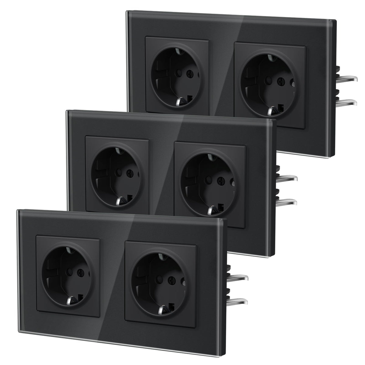 BSEED Heritage EU Wall Sockets with Claw Technology 16A Multi Pack Socket Power Outlets & Sockets Bseedswitch Black Double 3 PCS/ Pack