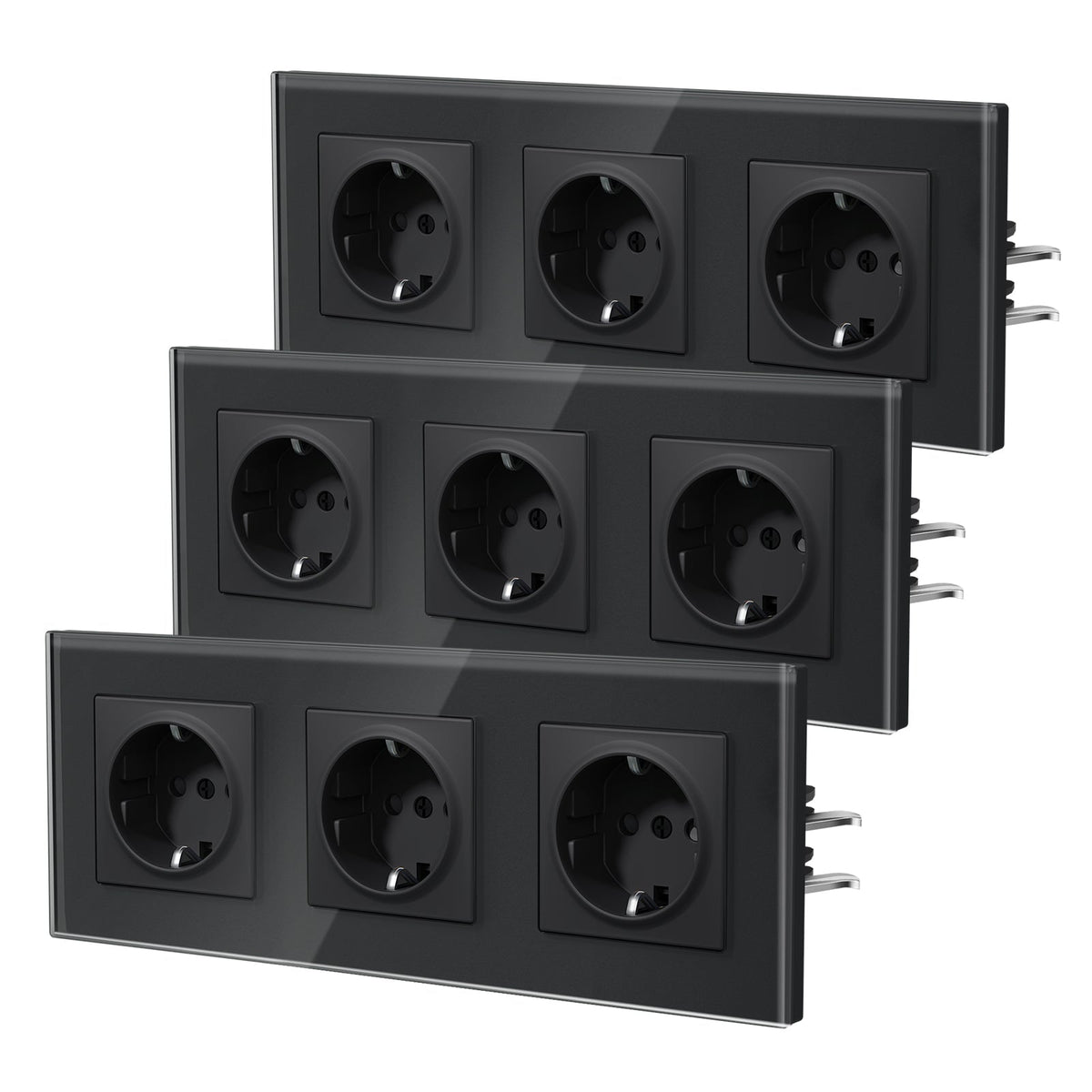 BSEED Heritage EU Wall Sockets with Claw Technology 16A Multi Pack Socket Power Outlets & Sockets Bseedswitch Black Triple 3 PCS/ Pack