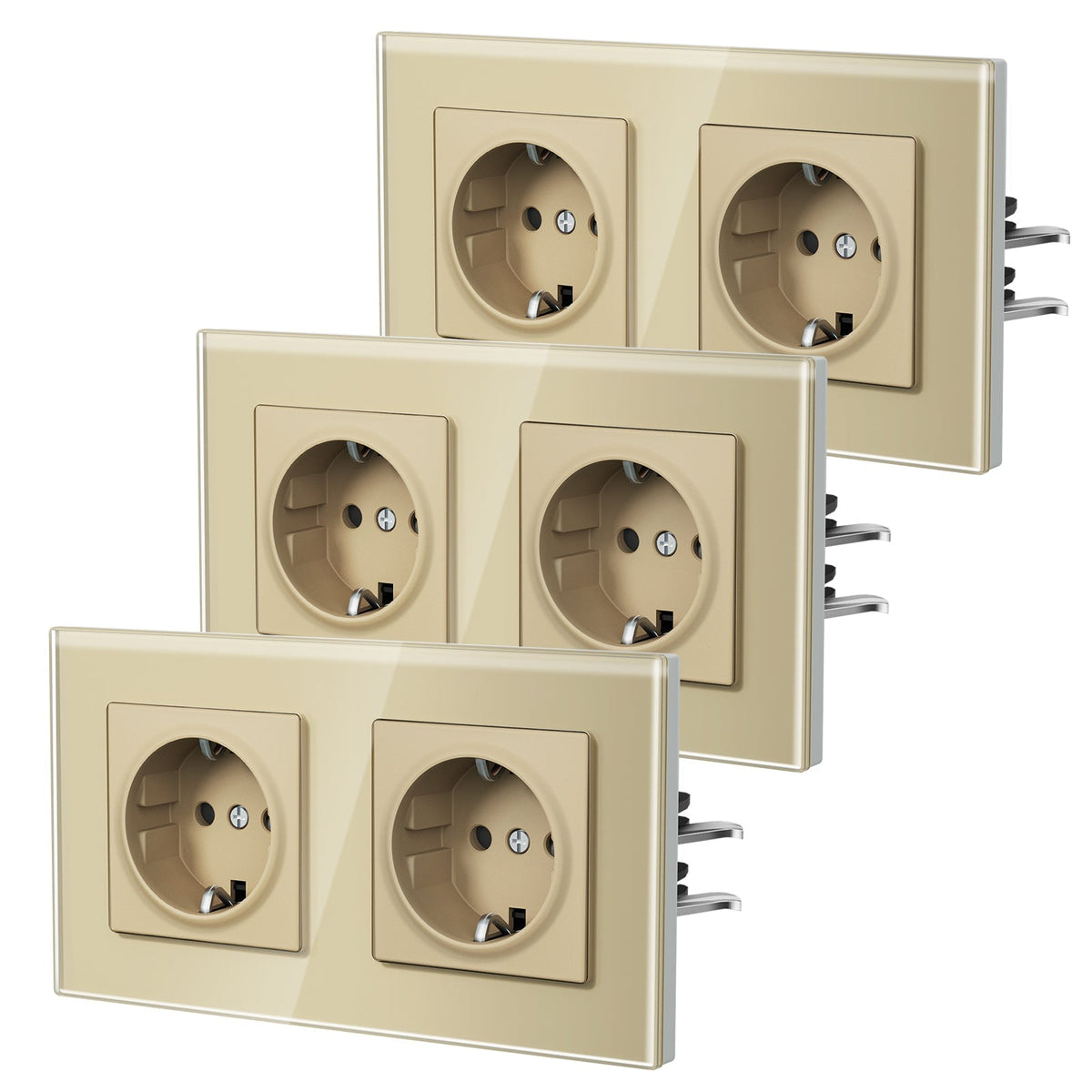 BSEED Heritage EU Wall Sockets with Claw Technology 16A Multi Pack Socket Power Outlets & Sockets Bseedswitch Gold Double 3 PCS/ Pack
