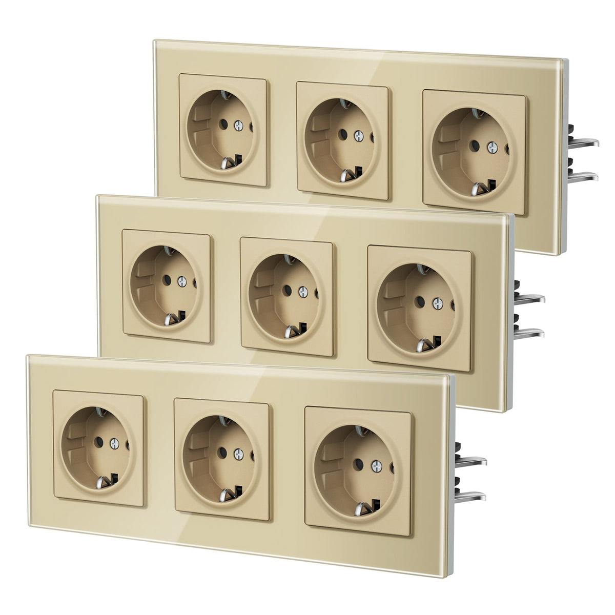 BSEED Heritage EU Wall Sockets with Claw Technology 16A Multi Pack Socket Power Outlets & Sockets Bseedswitch Gold Triple 3 PCS/ Pack