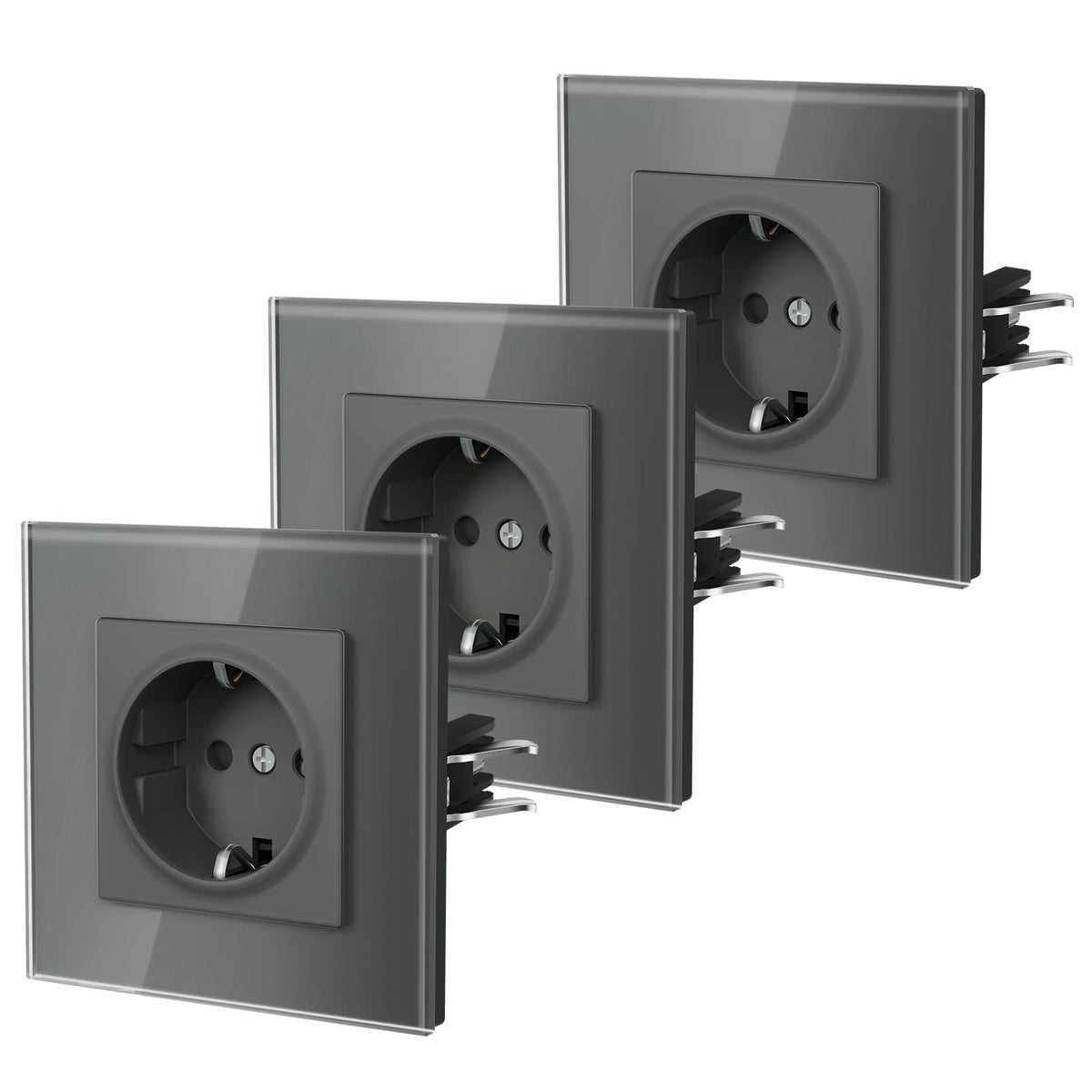 BSEED Heritage EU Wall Sockets with Claw Technology 16A Multi Pack Socket Power Outlets & Sockets Bseedswitch Grey Single 3 PCS/ Pack