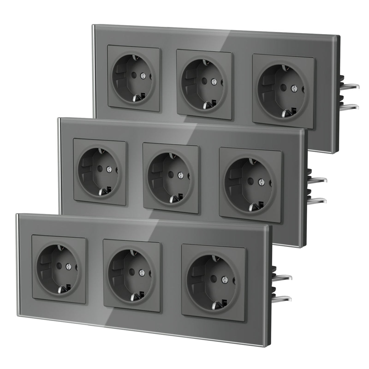 BSEED Heritage EU Wall Sockets with Claw Technology 16A Multi Pack Socket Power Outlets & Sockets Bseedswitch Grey Triple 3 PCS/ Pack