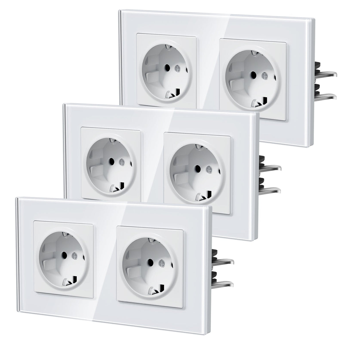 BSEED Heritage EU Wall Sockets with Claw Technology 16A Multi Pack Socket Power Outlets & Sockets Bseedswitch White Double 3 PCS/ Pack