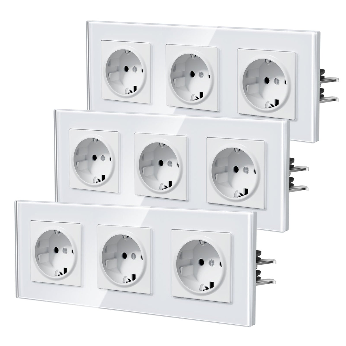 BSEED Heritage EU Wall Sockets with Claw Technology 16A Multi Pack Socket Power Outlets & Sockets Bseedswitch White Triple 3 PCS/ Pack