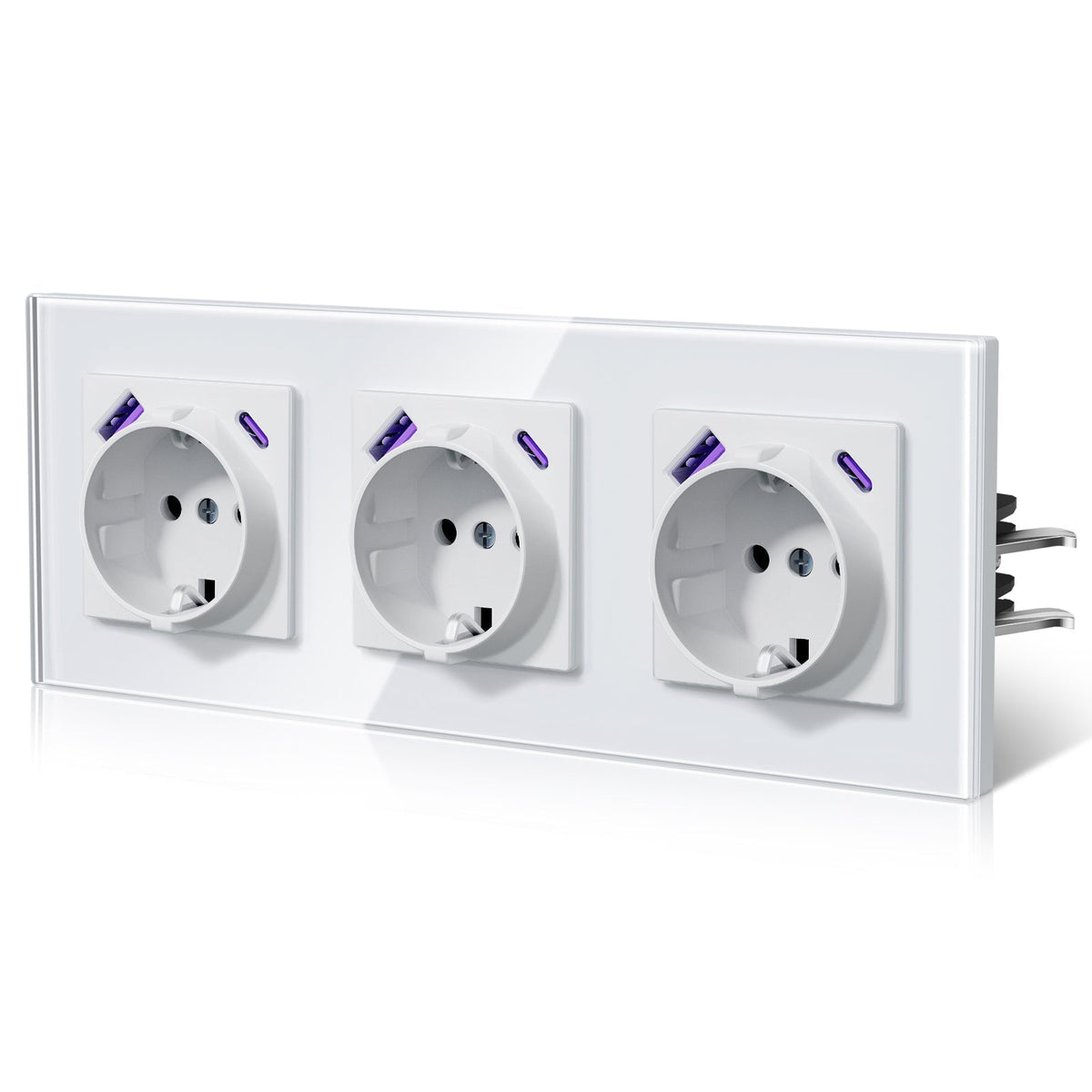 BSEED 20W EU sockets with Fact Charge Type-C USB with Claw technology Power Outlets & Sockets Bseedswitch White Triple