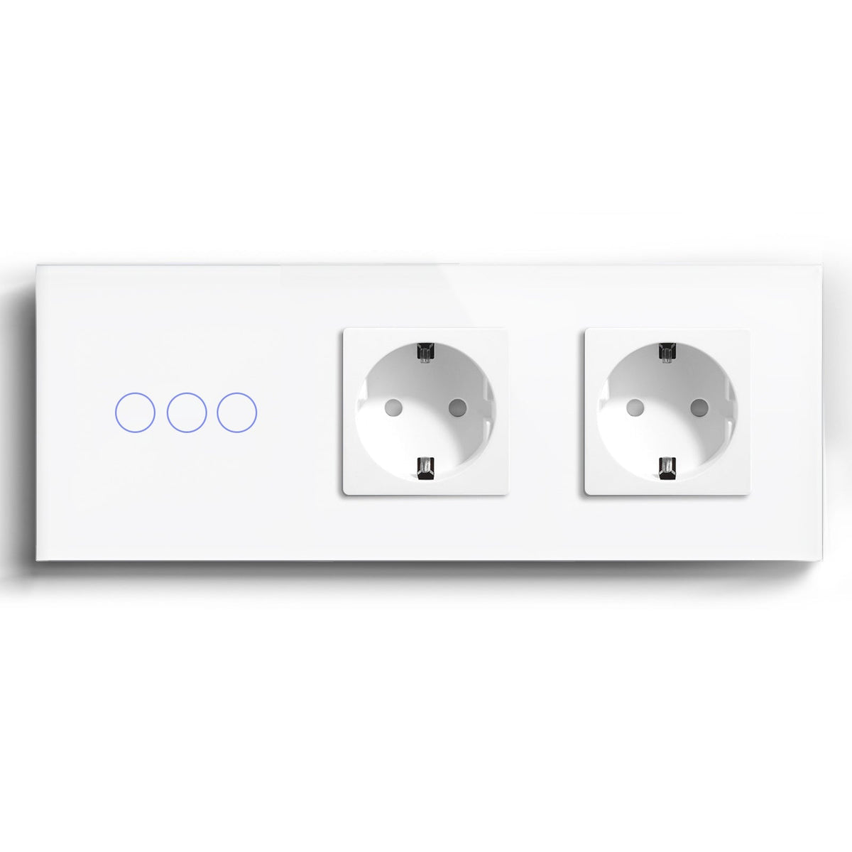 Bseed Smart WiFi 1/2/3 Gang Light Switches Multi Control With Double EU Normal Standard Wall Sockets Light Switches Bseedswitch White 3Gang