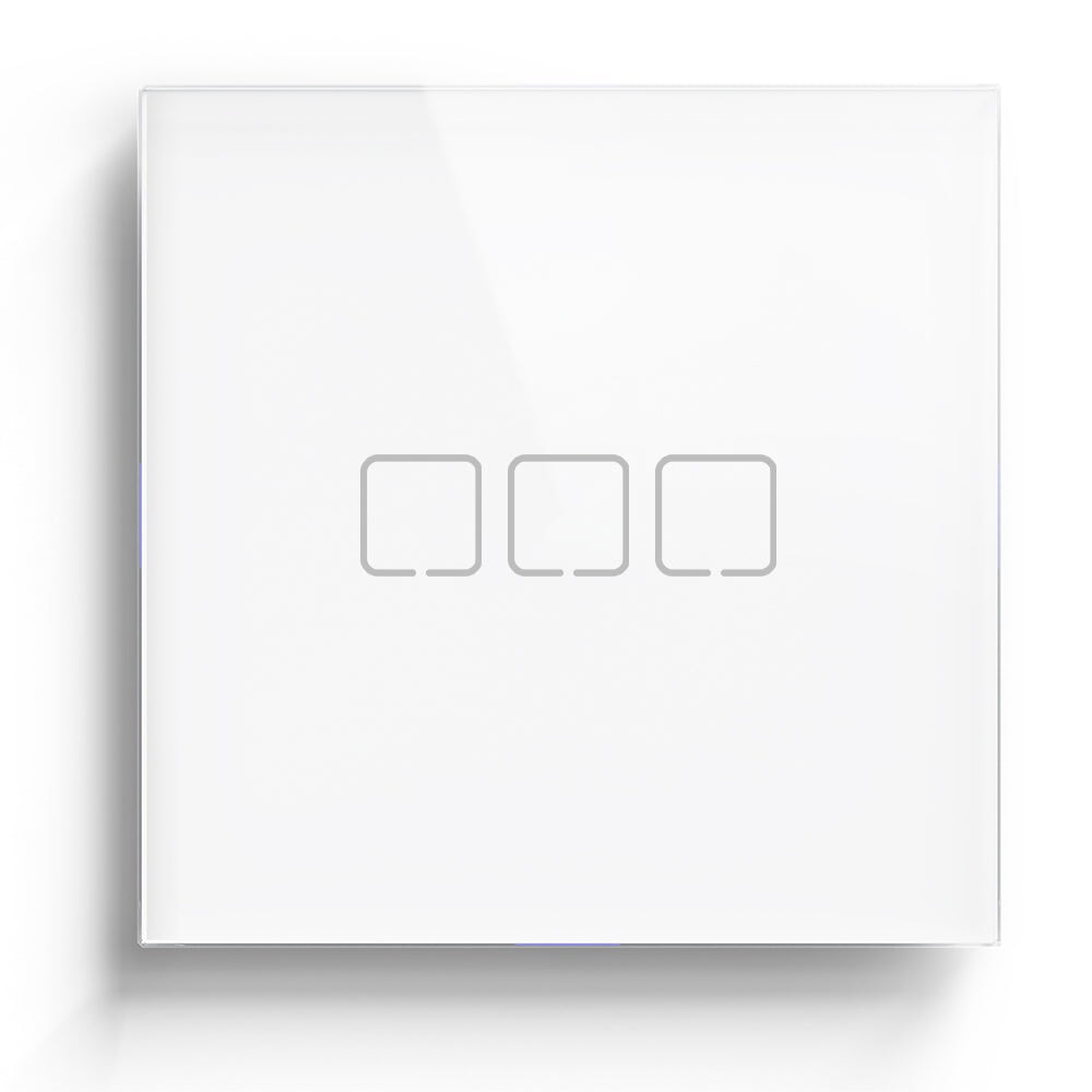 ET Serie Wifi Light Switch Glass Panel Light Switches Bseedswitch White 3 Gang