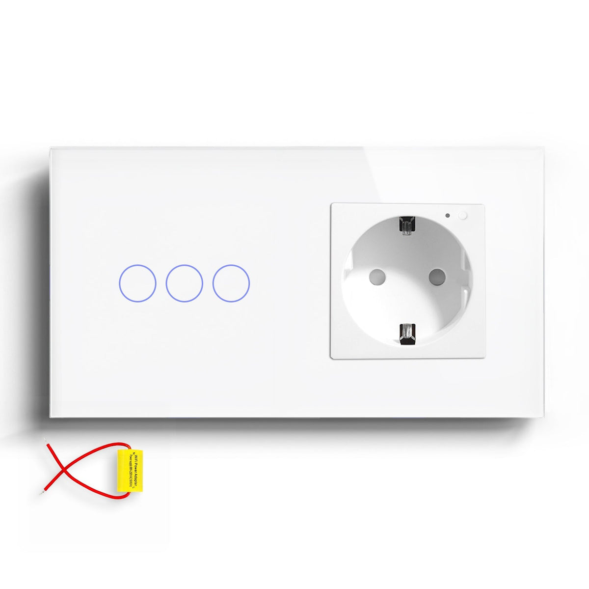 Bseed Smart Wifi Switch No neutral line With EU Single Wifi Socket 157mm Power Outlets & Sockets Bseedswitch White 3Gang