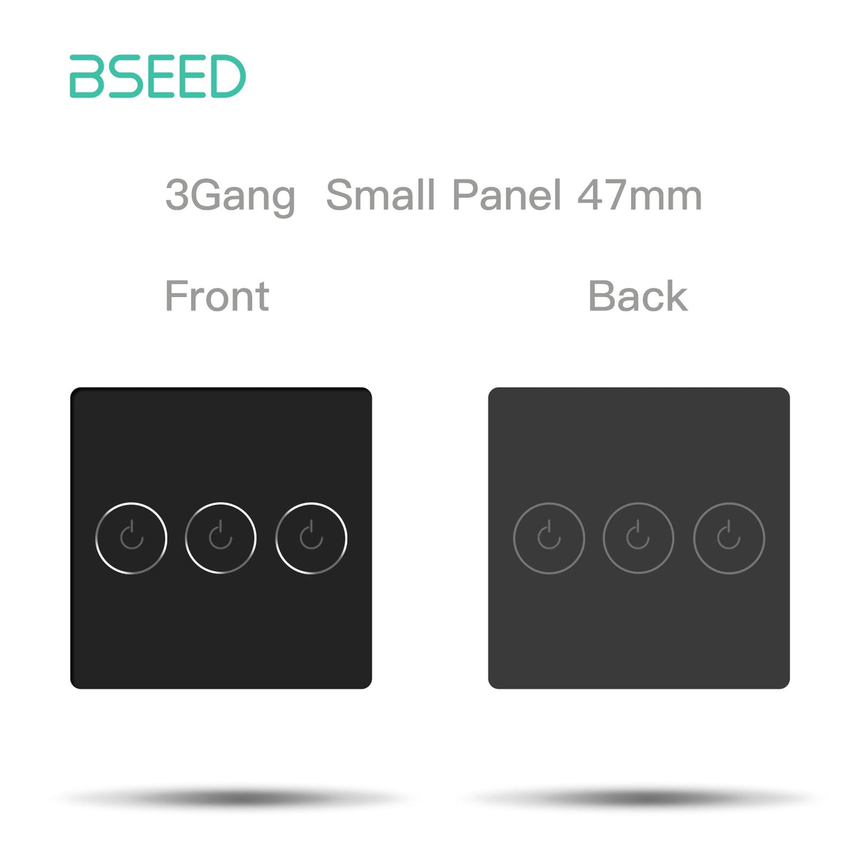 Bseed 47mm Glass Panel Switch DIY Part With Or Without Icon Bseedswitch Black Wifi 3Gang Switch icon Panel
