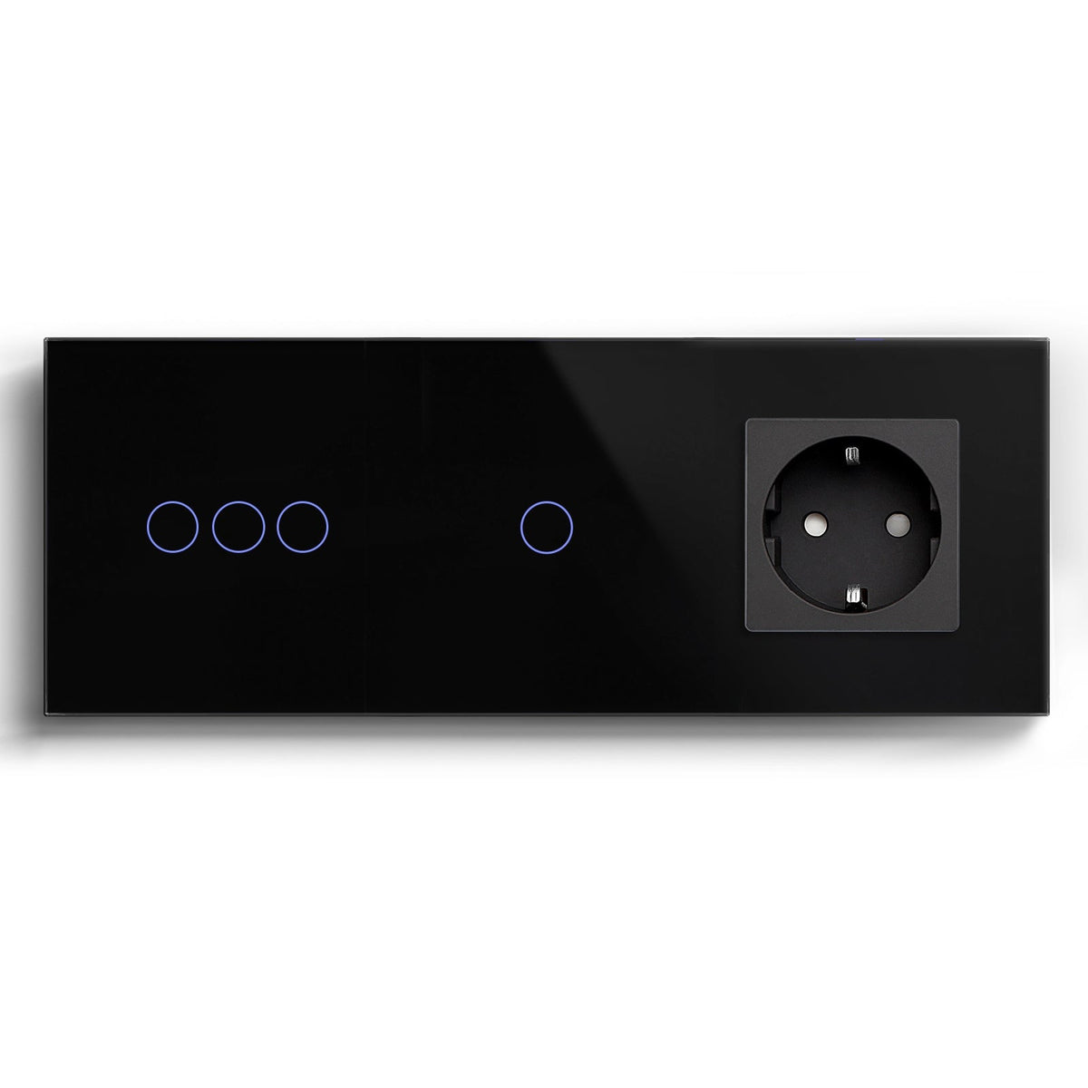 Bseed Smart WiFi Light Switches Multi Control With EU Normal Standard Wall Socket Light Switches Bseedswitch Black 3Gang + 1Gang + Socket