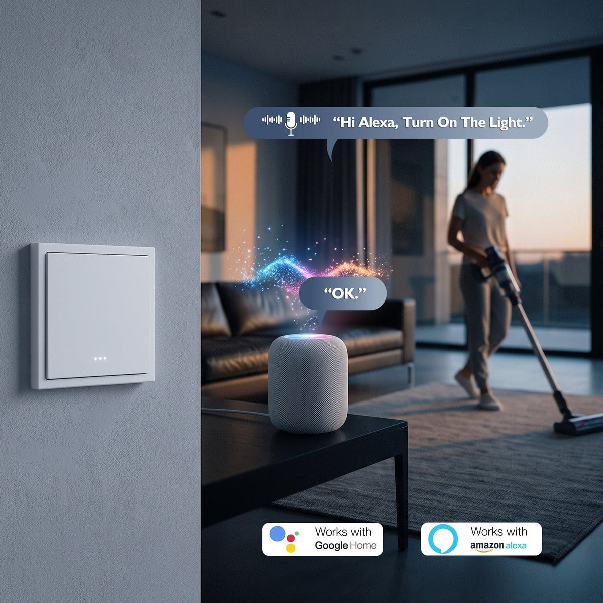 BSEED Gand Series Zigbee Light Switch (With Neutral) Recessed light switches with indicator light Light Switches Bseedswitch