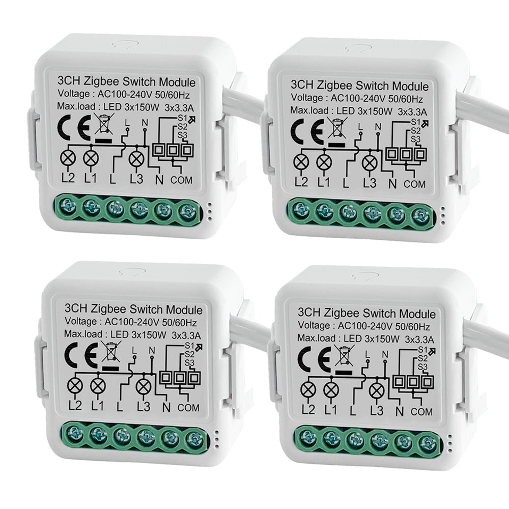 BSEED Smart Zigbee switch module wall Zigbee light switch module Work with Mechanical Switch Light Switches Bseedswitch 3 Gang 4 PCS/Pack