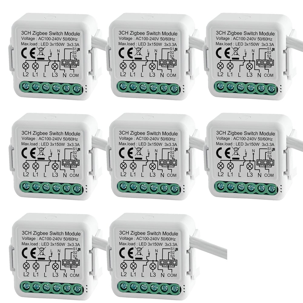 BSEED Smart Zigbee switch module wall Zigbee light switch module Work with Mechanical Switch Light Switches Bseedswitch 3 Gang 8 PCS/Pack
