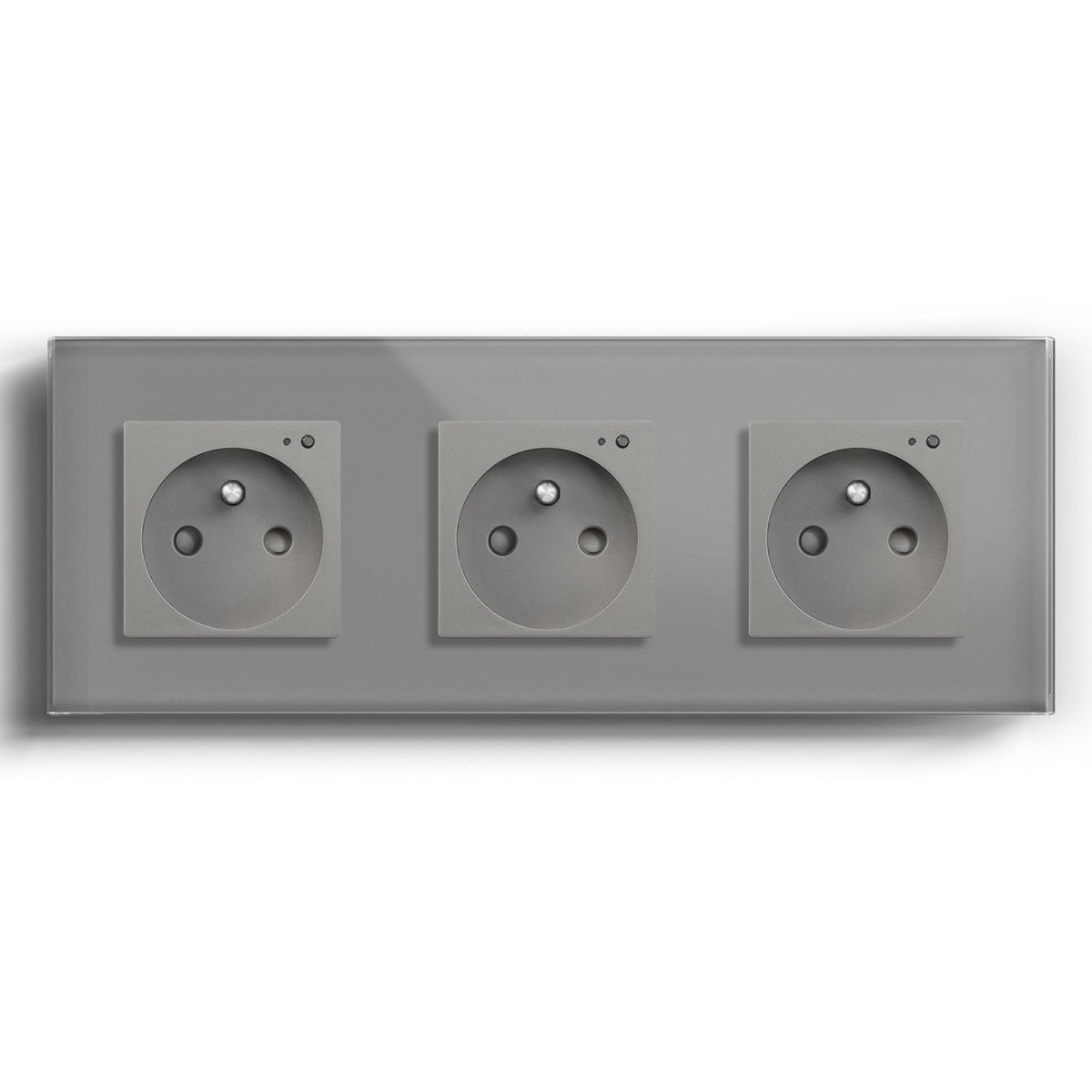 BSEED ZigBee FR Wall Sockets Power Outlets Kids Protection with metering Wall Plates & Covers Bseedswitch grey Triple