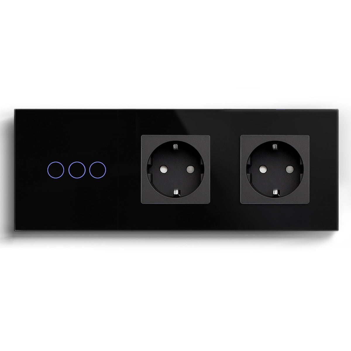 Bseed Smart WiFi 1/2/3 Gang Light Switches Multi Control With Double EU Normal Standard Wall Sockets Light Switches Bseedswitch Black 3Gang