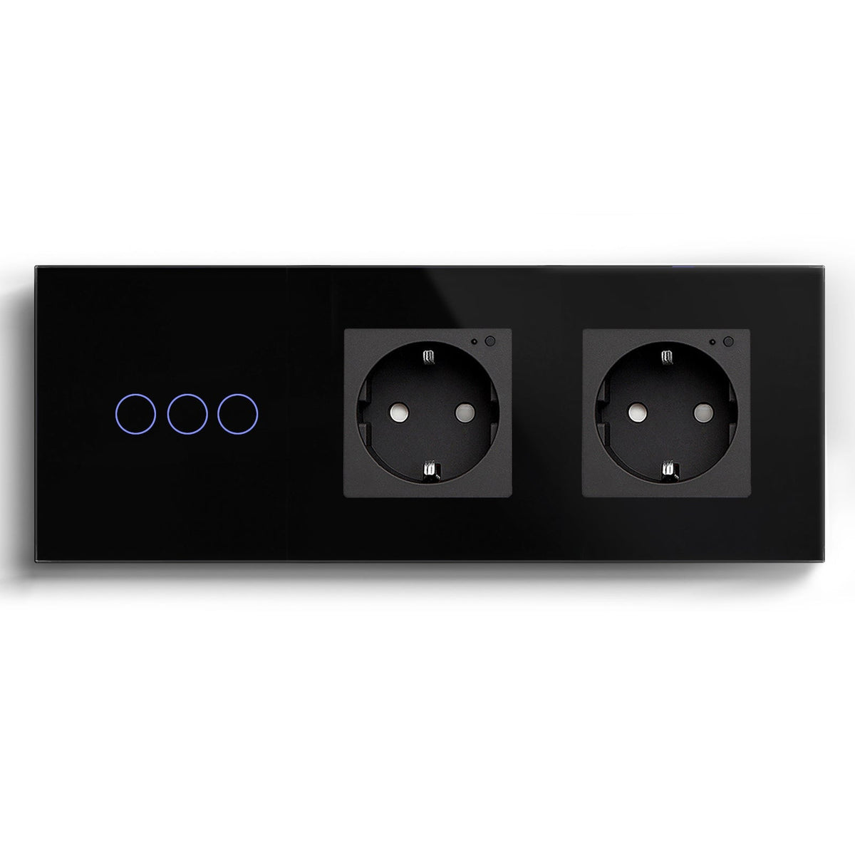 Bseed Smart WiFi 1/2/3 Gang Light Switches Multi Control With Double WiFi EU Standard Smart Wall Sockets Light Switches Bseedswitch Black 3Gang