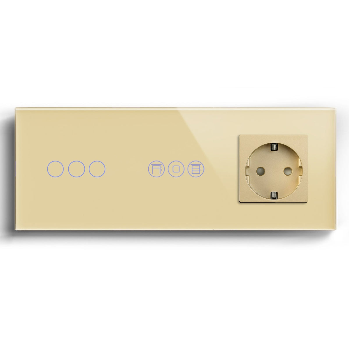 WiFi light switch with roller switch with normal eu socket Light Switches Bseedswitch Gold 3Gang+shutter switch+eo socket