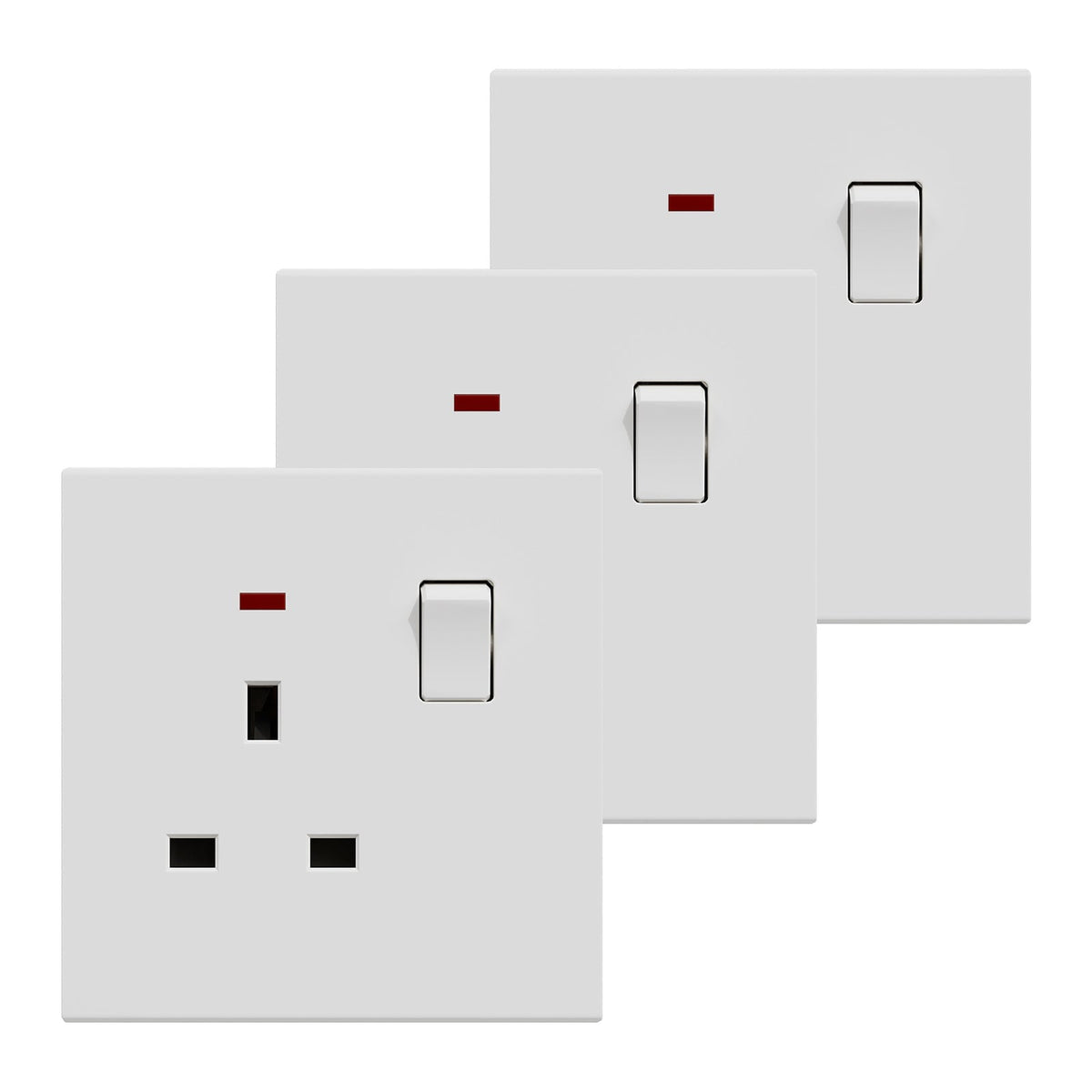 BSEED UK Standard 13A Socket Glossy plastic panel socket for home renovation switched socket for appliances Power Outlets & Sockets Bseedswitch white 3 PCS/Pack Single Scoket