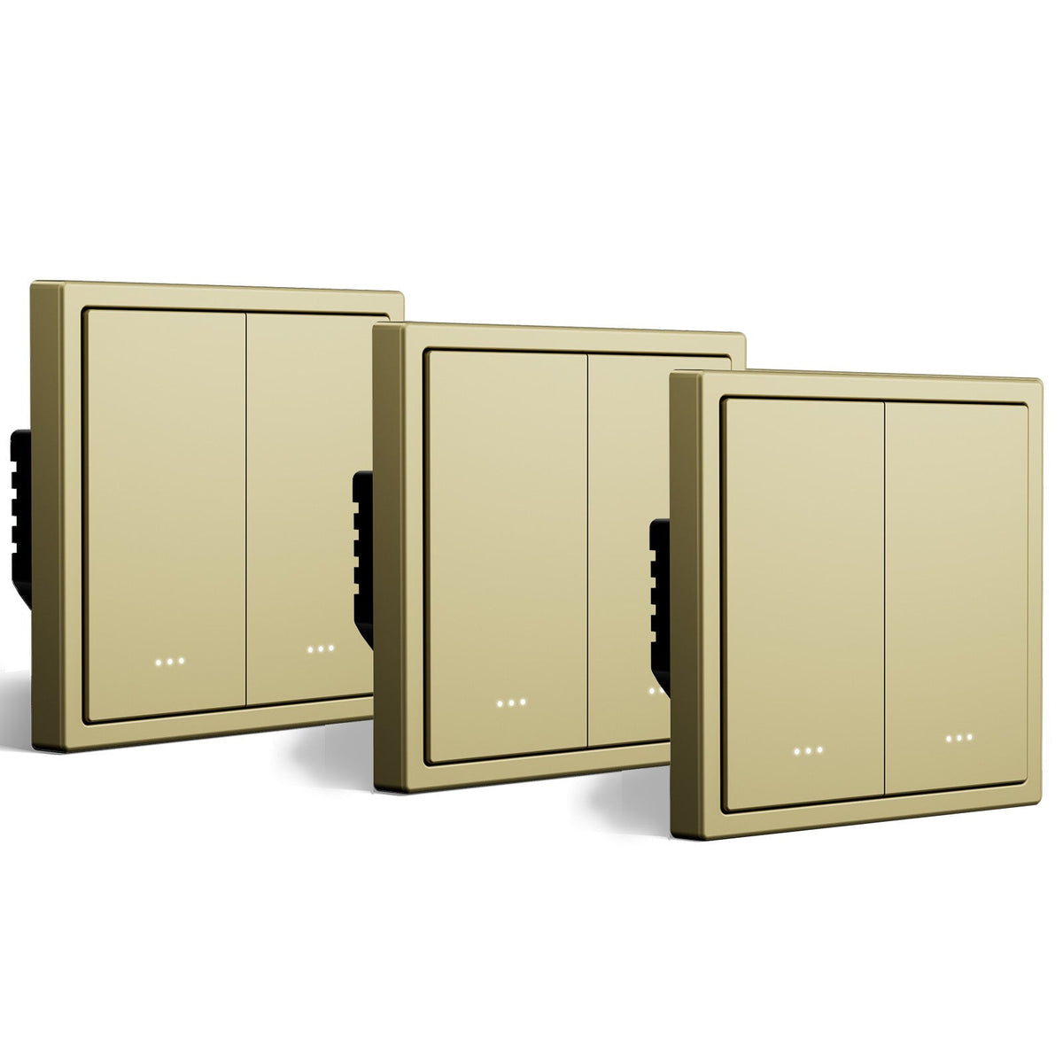 light switch intelligent Wi-Fi série Gand BSEED (avec neutre) - Interrupteurs encastrés avec voyant lumineux, lot de 3, 2 Gang