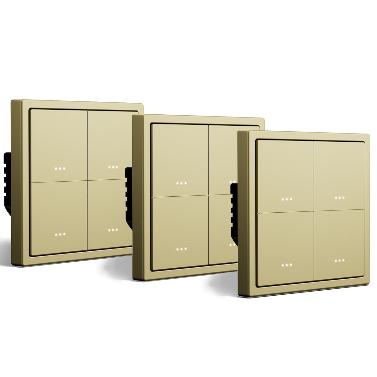 BSEED Gand Series Smart Wifi light switch (avec neutre) Interrupteurs encastrés avec voyant lumineux light switch Bseedswitch Or 3 pièces / paquet 4 gangs