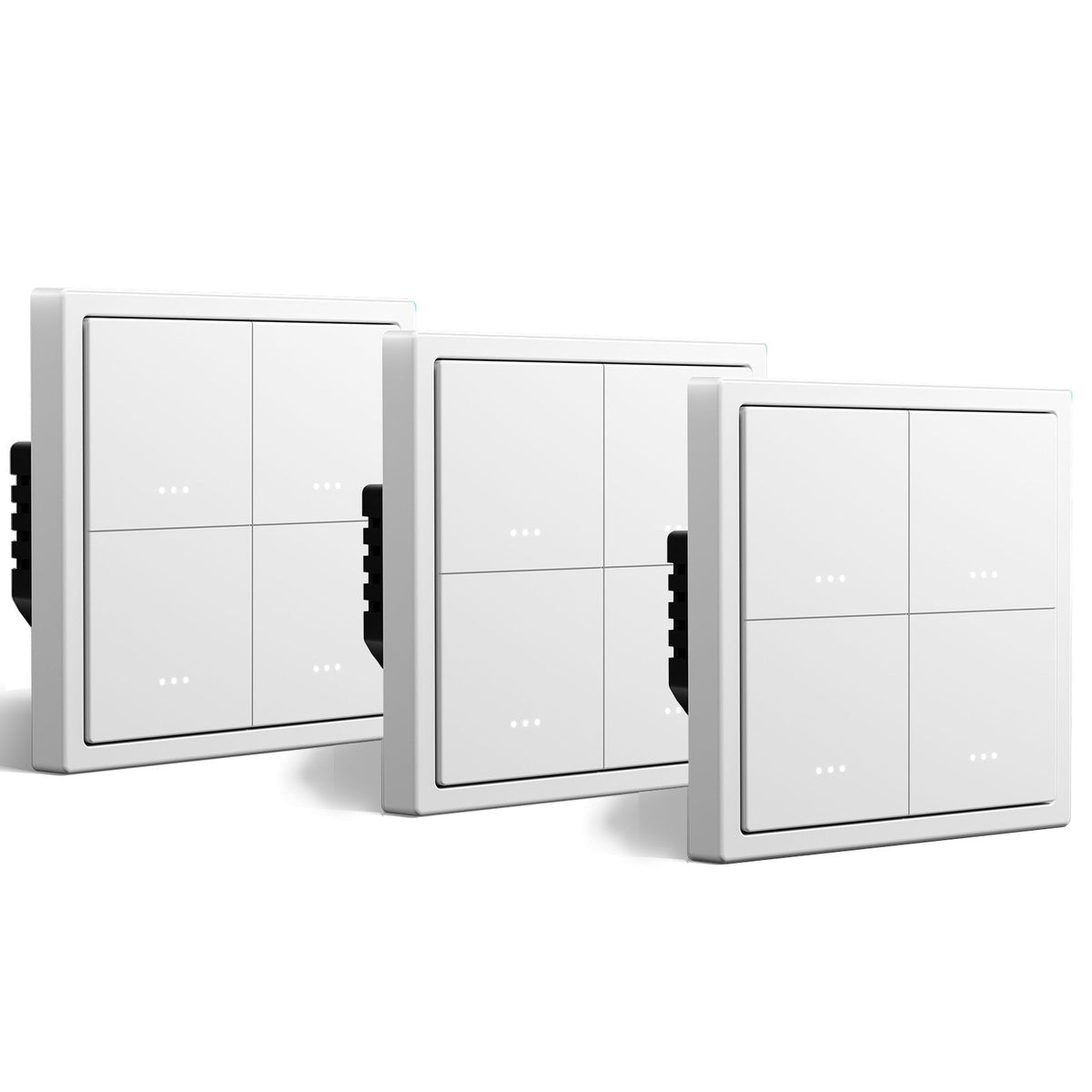 Smart Wifi light switch BSEED série Gand (avec neutre), interrupteurs encastrés avec voyant lumineux, interrupteurs BSEED blancs, lot de 3, 4 gangs