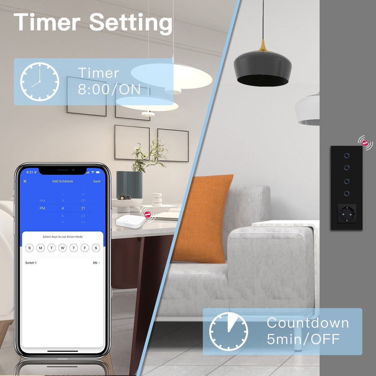 Bseed Double Zigbee Light Switches With EU Standard Not Smart Wall Sockets Light Switches Bseedswitch
