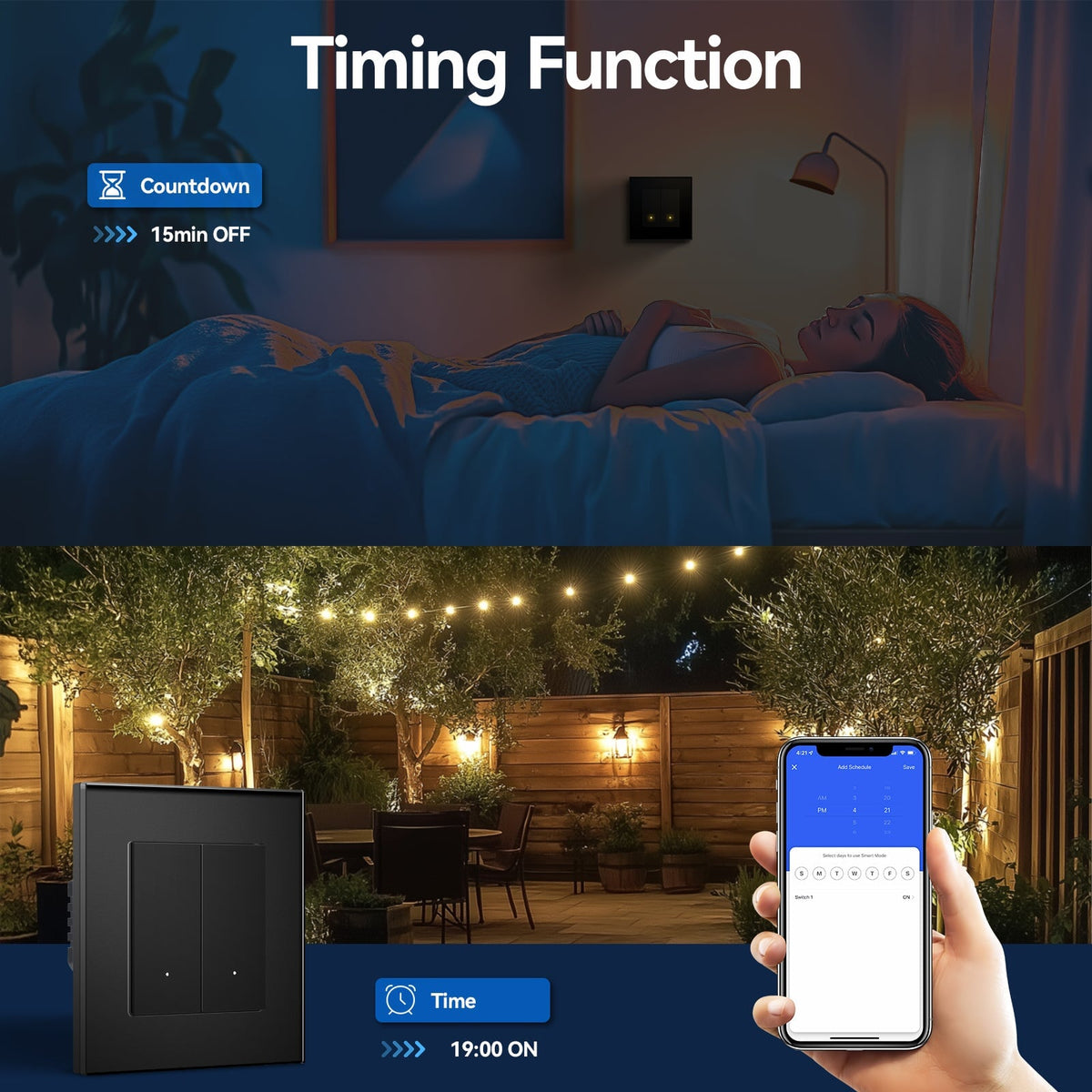 EC WiFi Klik light switch Kan multibediening Glaspaneel Werkt met Alexa/Google Home Bedienen via Tuya/Smart Life light switches Bseedswitch