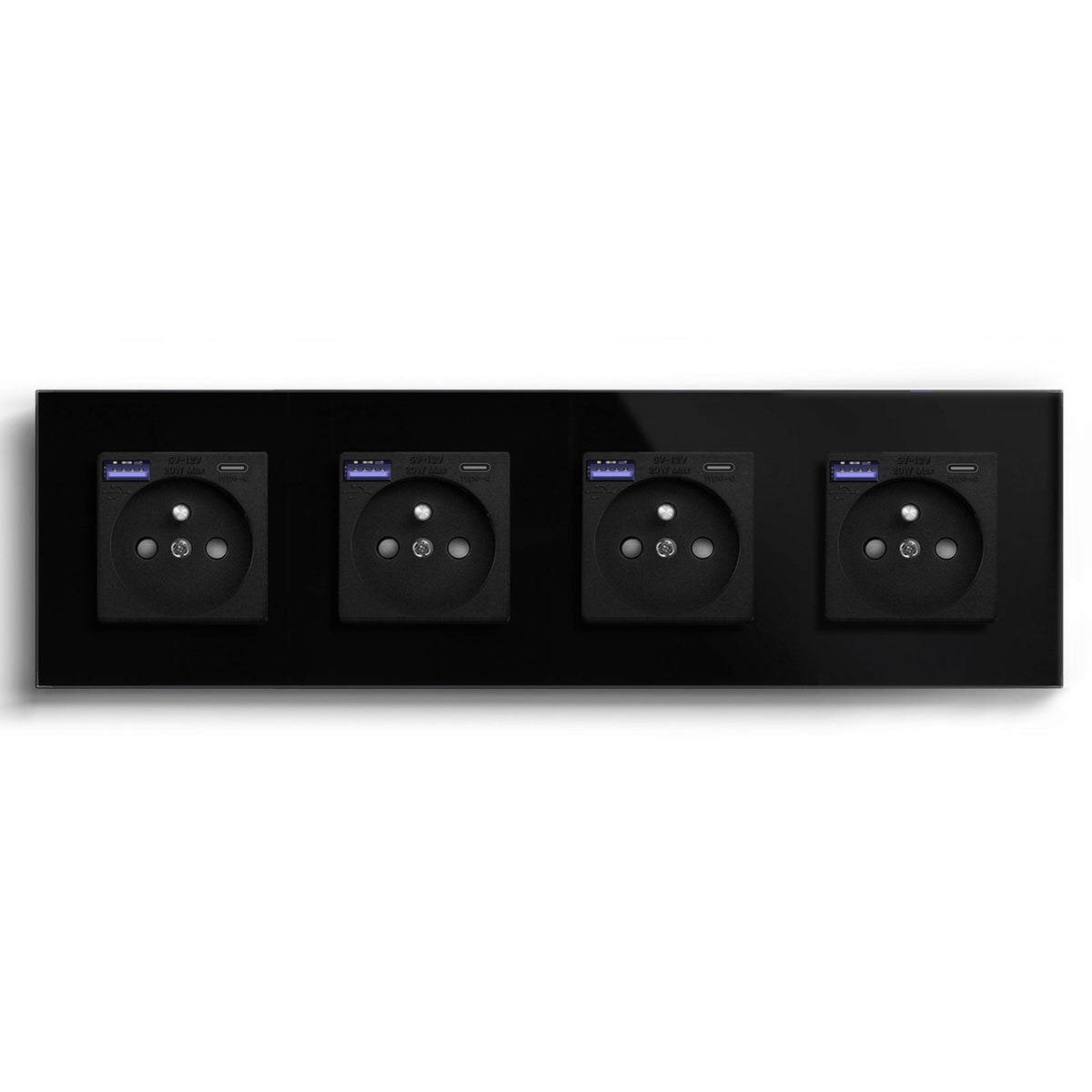 BSEED FR sockets with 20W PD Fast Charge Type-C Interface Outlet Wall Socket Power Outlets & Sockets Bseedswitch Black Quadruple