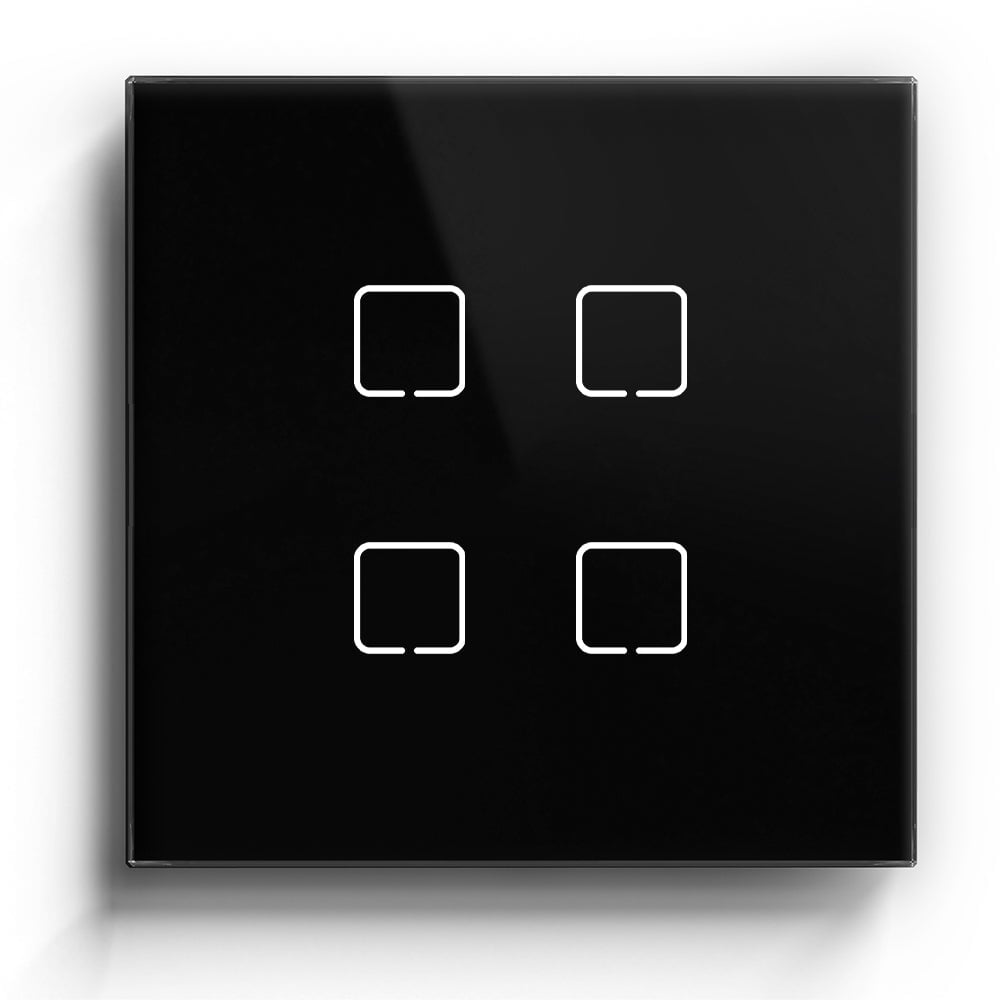 ET Serie Wifi Light Switch Glass Panel Light Switches Bseedswitch Black 4 Gang