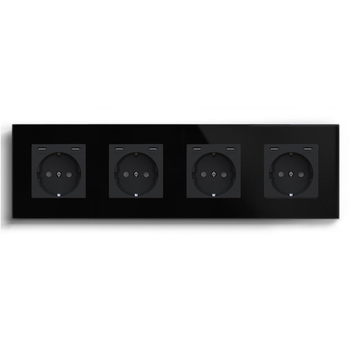 BSEED EU sockets with Double 2.1A Type-C Interface Outlet Wall Socket With Waterproof Power Outlets & Sockets Bseedswitch Black Quadruple