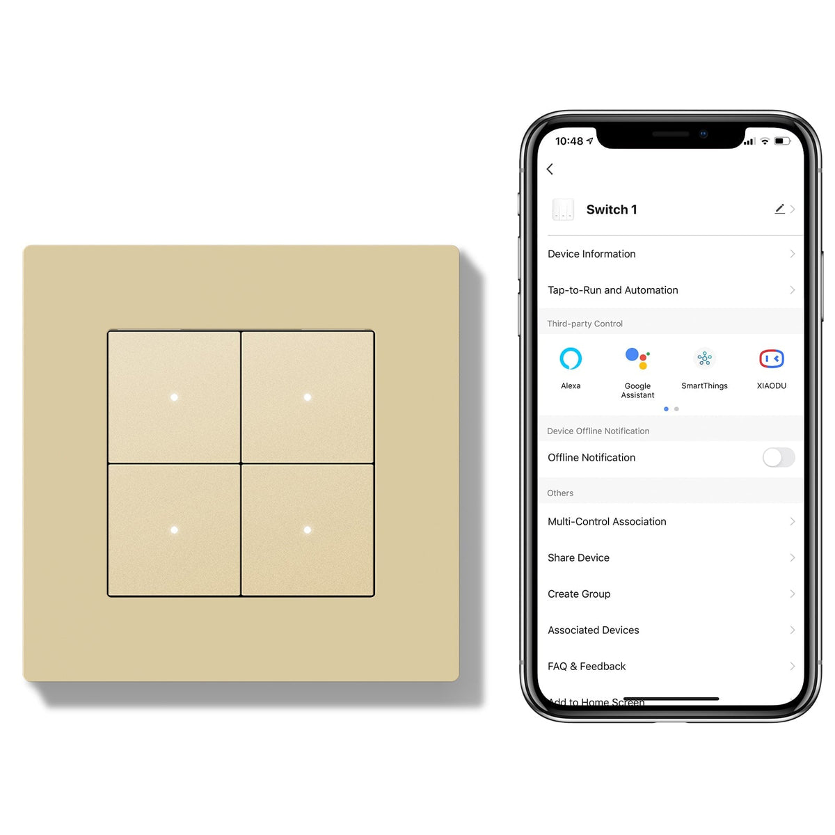 BSEED Smart Wifi Light Switch (With Neutral) Light Switches Bseedswitch Gold 4 Gang Plastic