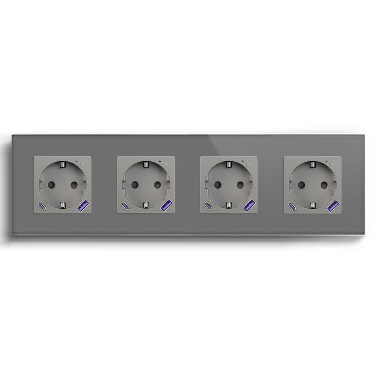BSEED ZigBee EU Wall Sockets Type-C With USB With Energy Monitoring socket Bseedswitch Grey Quadruple
