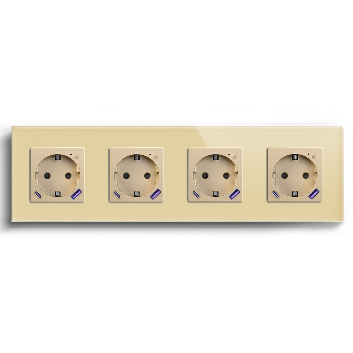 BSEED EU Wifi sockets Type-C With USB With Energy Monitoring socket Bseedswitch Gold Quadruple