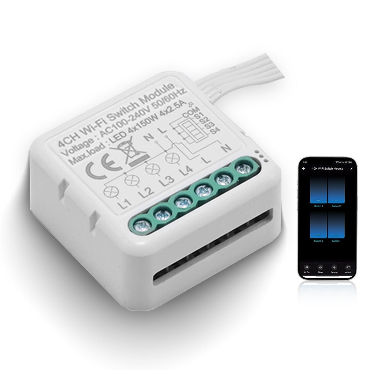 BSEED Smart wifi switch module wall 4Ch WiFi light switch module 4 Gang Light Switch Module (Copy) Light Switches Bseedswitch