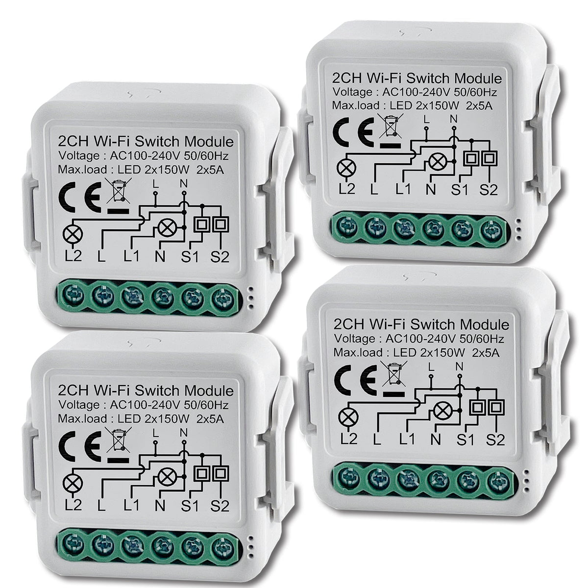 BSEED Smart wifi switch module wall 2Ch WiFi light switch module Light Switches Bseedswitch 4 PCS/Pack