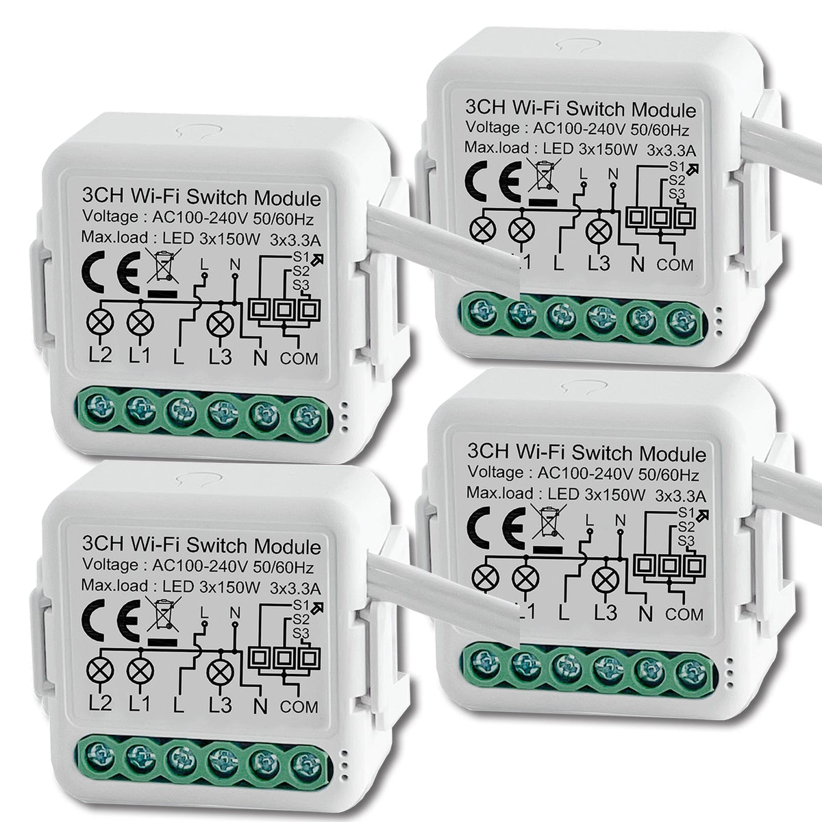 BSEED Smart wifi switch module wall 3Ch WiFi light switch module 3 Gang Light Switch Module Light Switches Bseedswitch 4 PCS/Pack