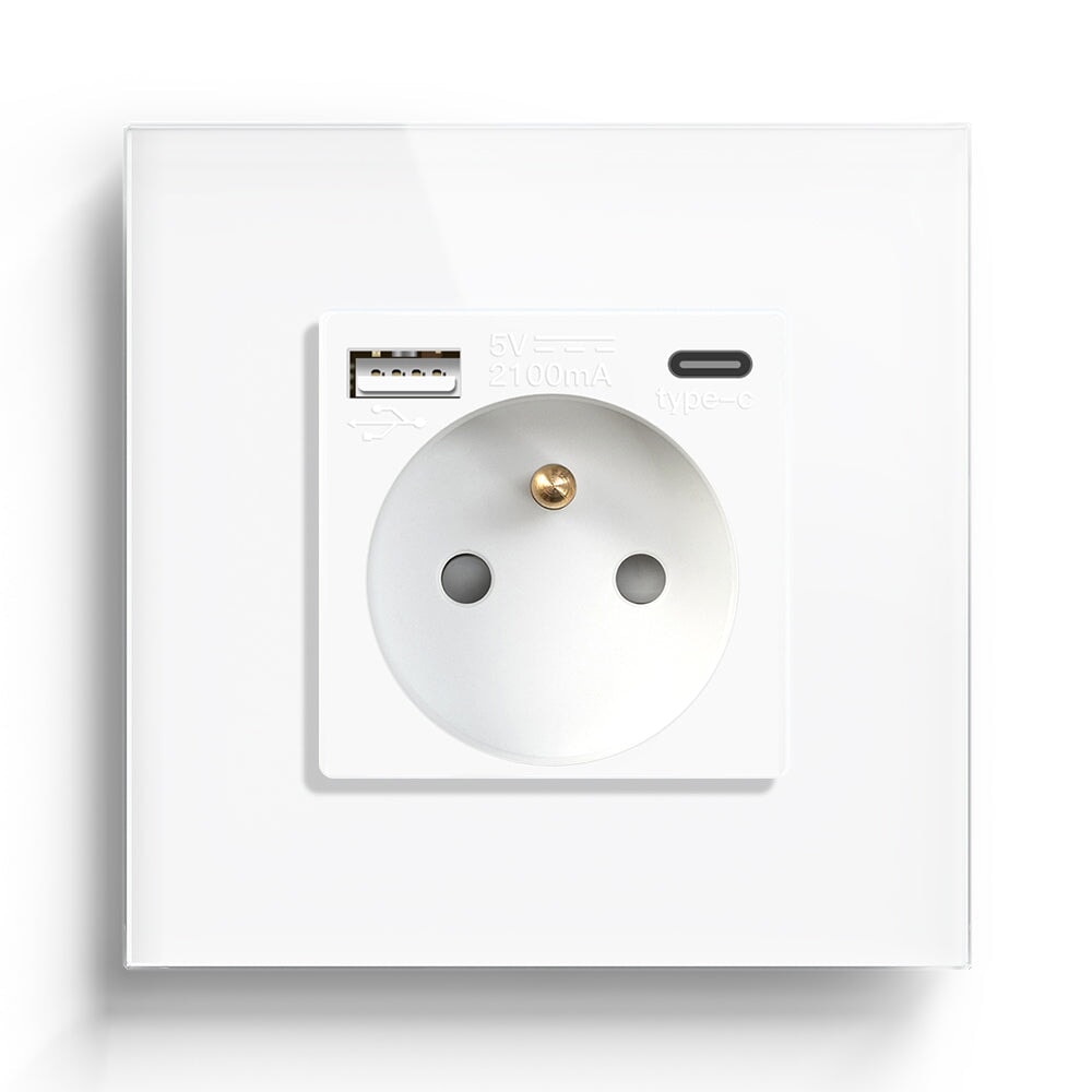 BSEED FR Wall Sockets Type-C Interface Outlet Wall Socket With Charge Port With USB Power Outlets Kids Protection 16A Wall Plates & Covers Bseedswitch