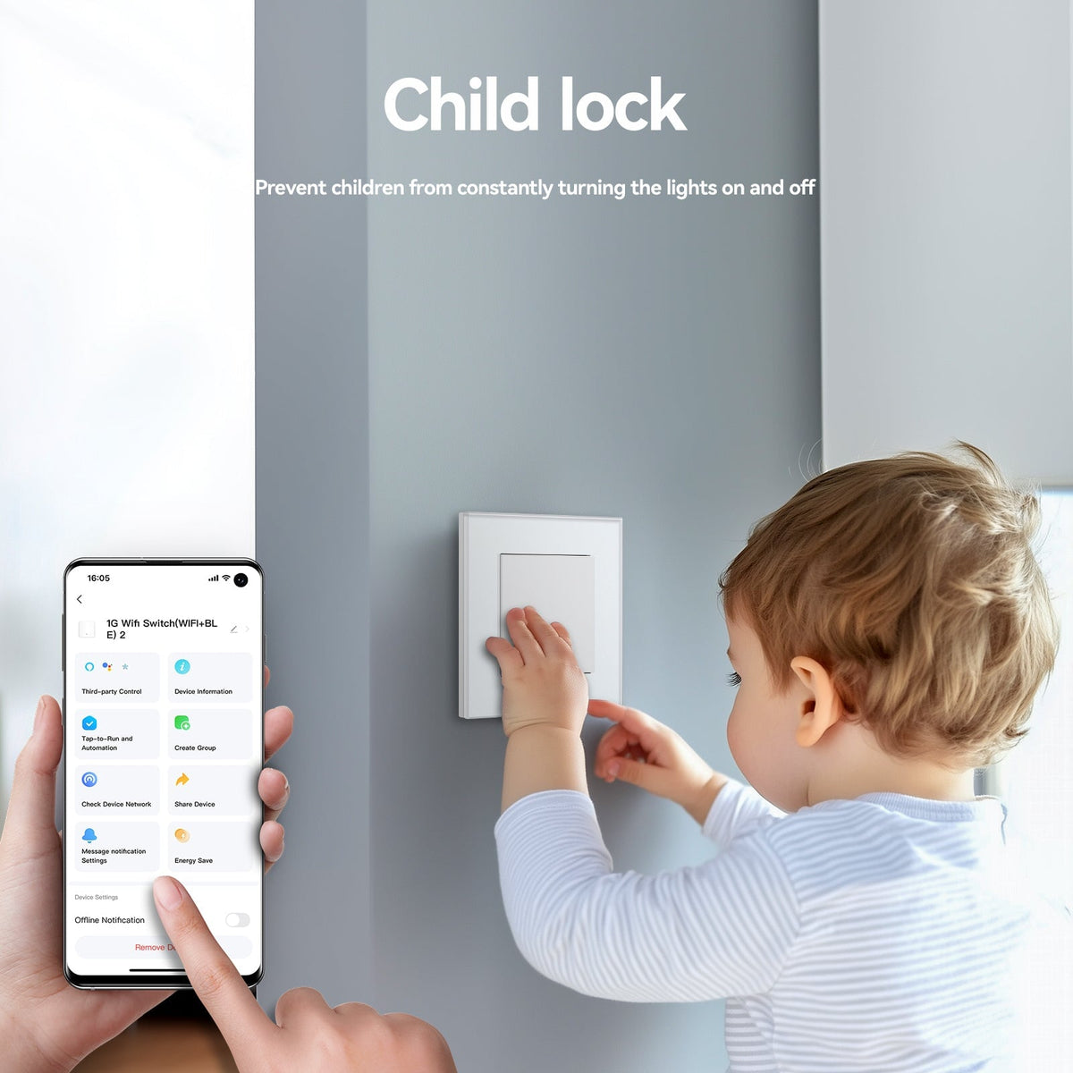 EC WiFi Click Light Switch Can Multi-control Glass Panel Work with Alexa/Google Home Contol by Tuya/Samrt Life Light Switches Bseedswitch