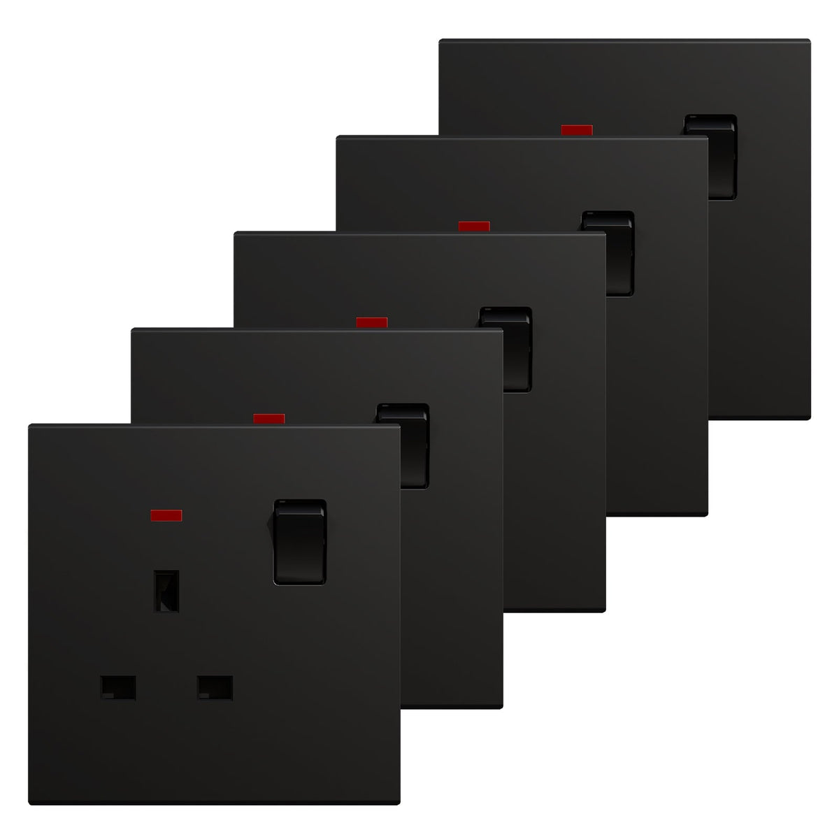 BSEED UK Standard 13A Socket Glossy plastic panel socket for home renovation switched socket for appliances Power Outlets & Sockets Bseedswitch black 5 PCS/Pack Single Scoket