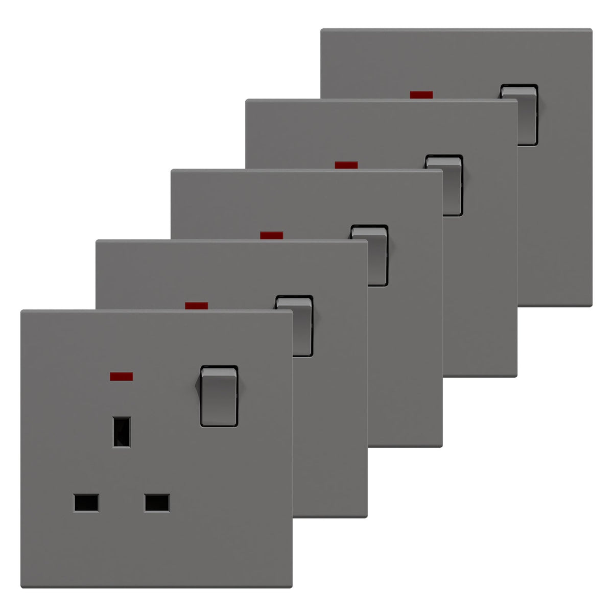 BSEED UK Standard 13A Socket Glossy plastic panel socket for home renovation switched socket for appliances Power Outlets & Sockets Bseedswitch grey 5 PCS/Pack Single Scoket