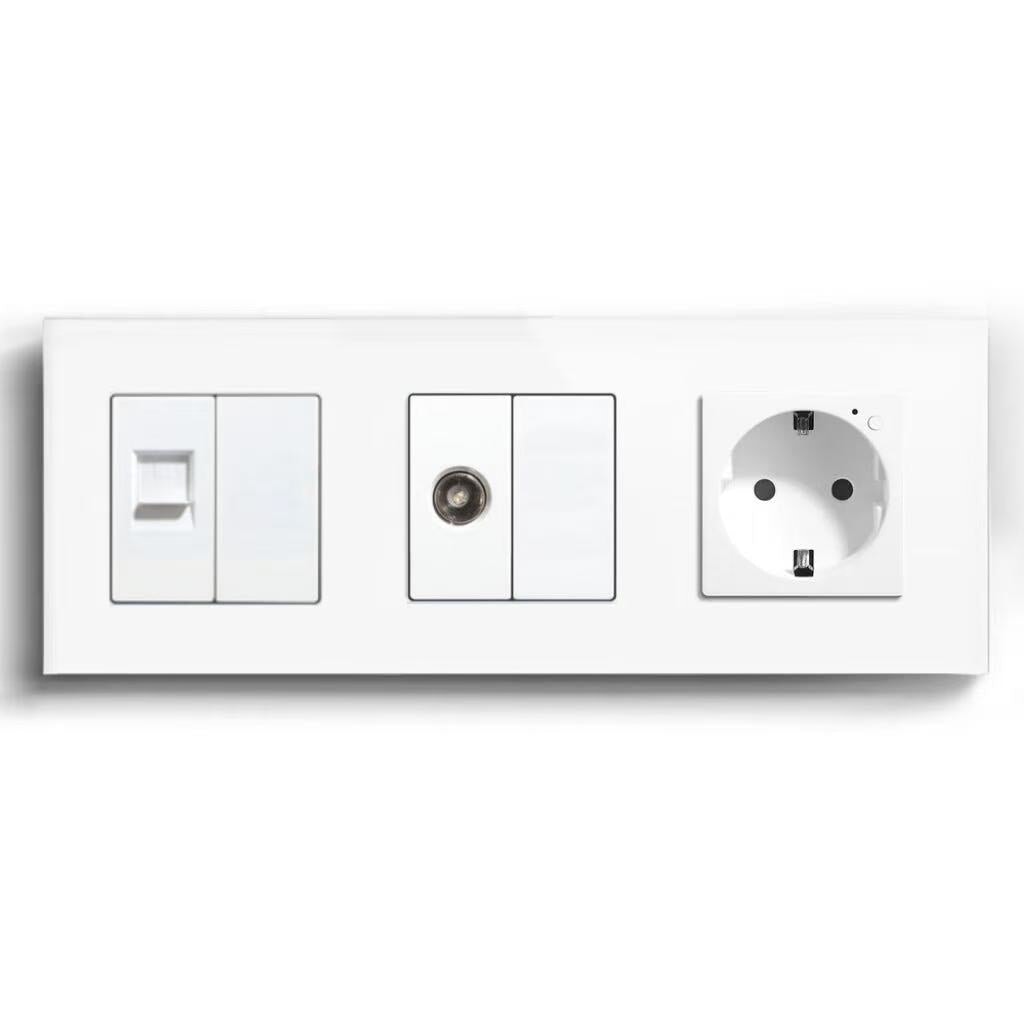 BSEED Product Customization Bseedswitch cat6 socket and blank key with tv socket and blank key with wifi eu socket with energy monitoring