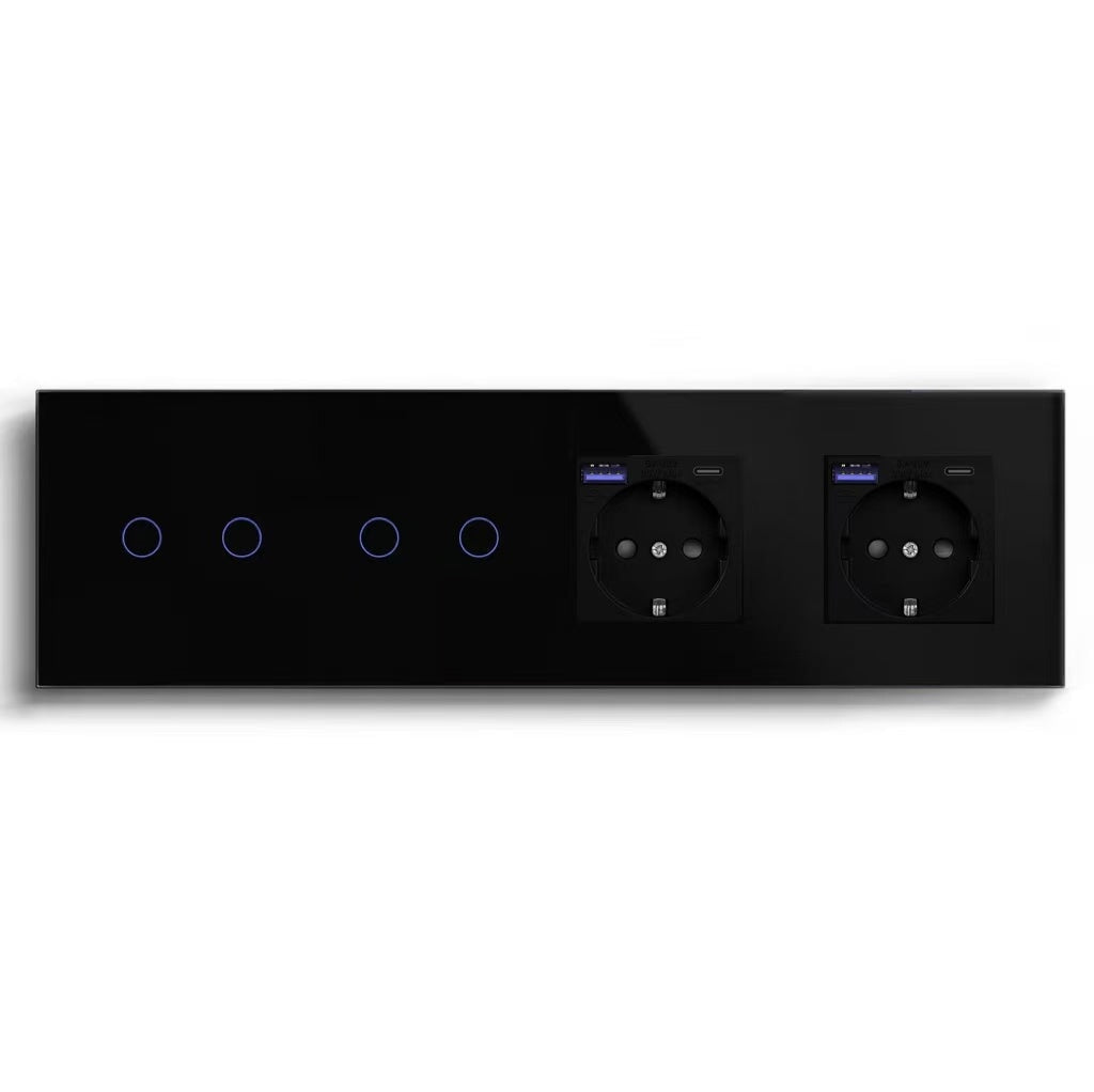 BSEED Product Customization Bseedswitch double zigbee 2gang switch with double eu socket with fast charge usb-c port