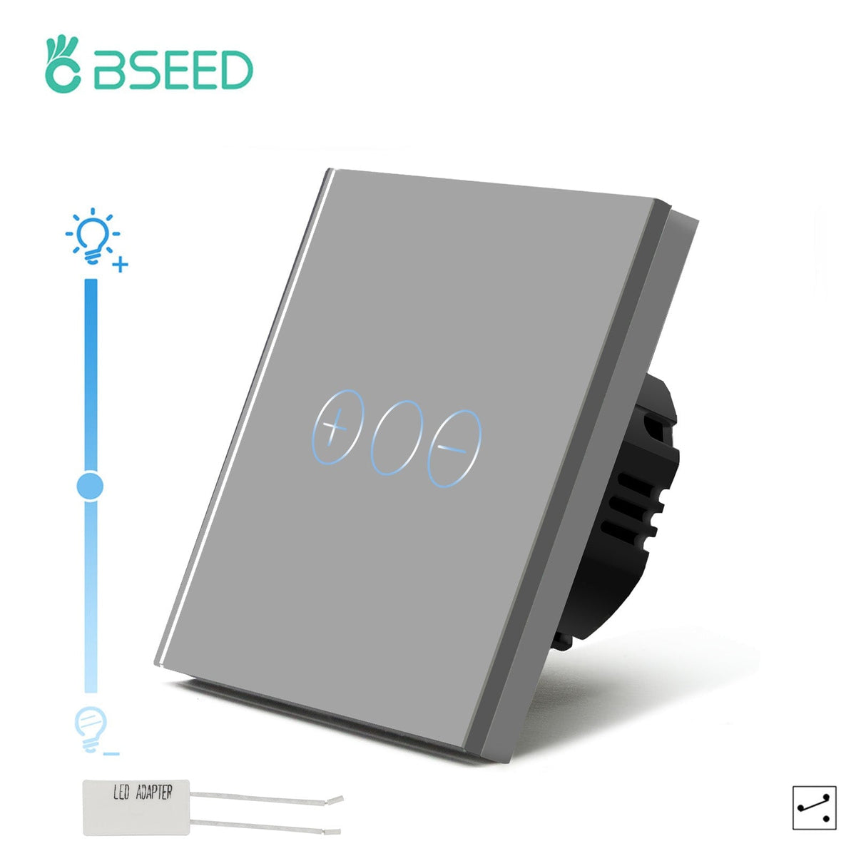 Bseed Touch Dimmer Switch 1/2 Gang 1/2 Way Light Switches Bseedswitch Grey 1 Gang 1 Way