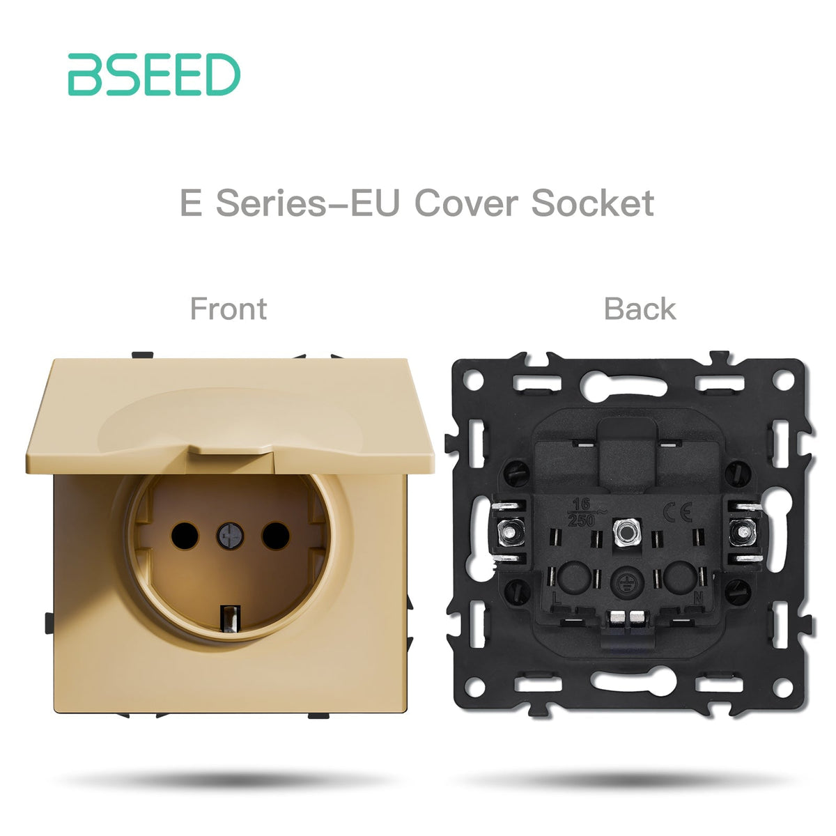 Grand Series DIY Part Customized free combinations Plastic Panels Gold Color Power Outlets & Sockets Bseedswitch EU Socket with Cover