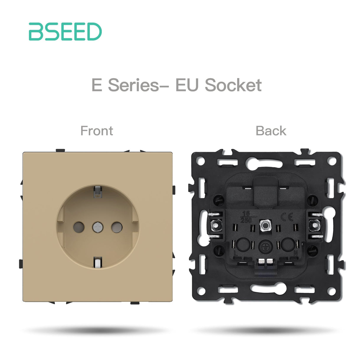 Grand Series DIY Part Customized free combinations Plastic Panels Gold Color Power Outlets & Sockets Bseedswitch Eu sokcet