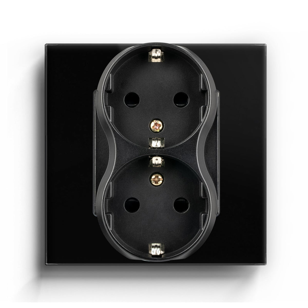 BSEED EU Double Sockets Power Wall Outlet Home Wall Power Sockets Glass Panel Power Outlets & Sockets Bseedswitch Black Single