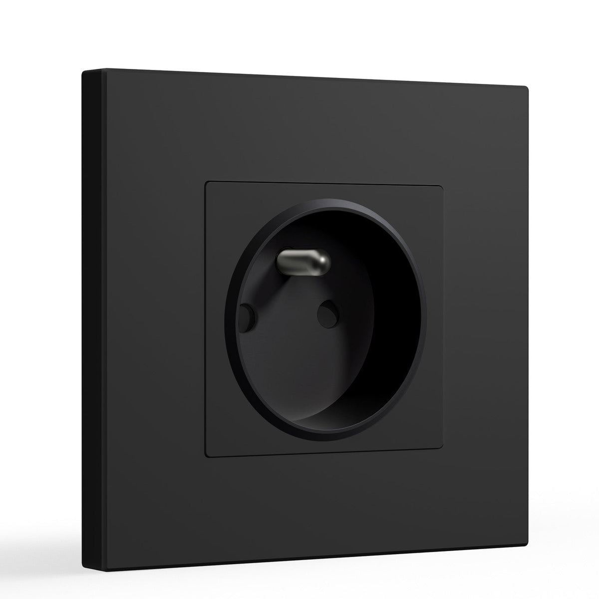 Prese elettriche da parete BSEED FR con protezione per bambini, 16A, placche e coperture, singola, in plastica nera BSEEDswitch