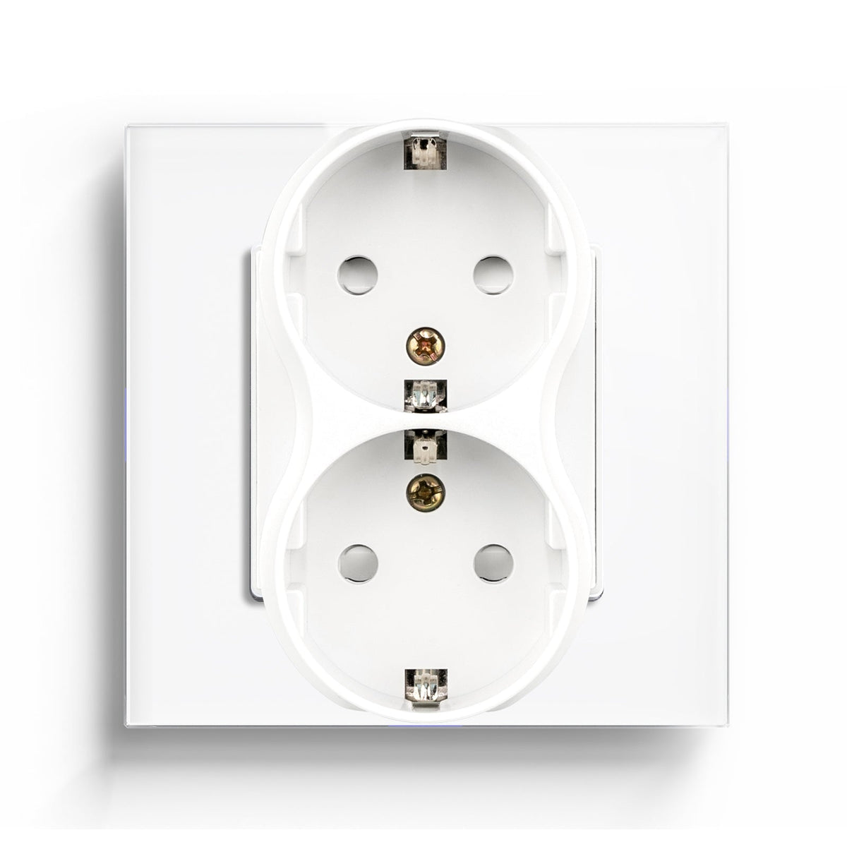 BSEED EU Double Sockets Power Wall Outlet Home Wall Power Sockets Glass Panel Power Outlets & Sockets Bseedswitch White Single